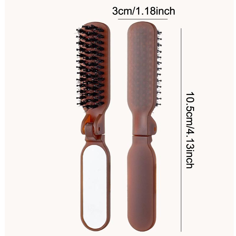 Spazzola per Capelli con Setole di Cinghiale Pieghevole Portatile Pettine con Specchio Tascabile Pieghevole da Viaggio Massaggio Strumento per lo Styling dei Capelli Regalo da Salone