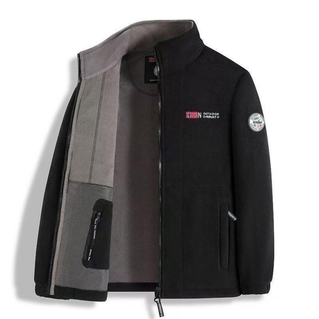 Funkční Větruodolná do Chladu, se Stahovací Šňůrkou, Velká Velikost Podzimní a Zimní Teplá Fleecová Bunda