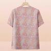 Mom's Chinese Style Summer Top Set: Short-Sleeved Shirt & Two-Piece Outfit for Middle-Aged and Elderly Women