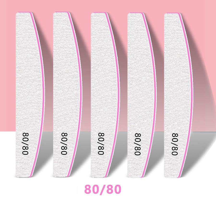

5 шт. Пилки для ногтей 80/100/150/180/240 Грит Двусторонние Полумесяц Наждачная Пилка для Ногтей Сниматель Кутикулы Полировщик Инструменты для Маникюра 80/80