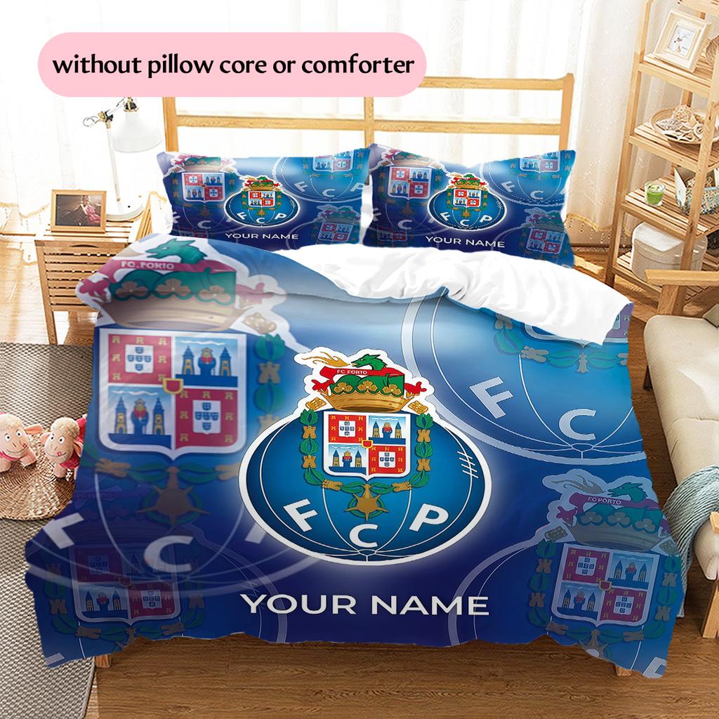Custom Name Futebol Clube do Porto2 Pattern Bedding Quilt Set  Home Decoration  Gift (1 * duvet cover + 2 * pillowcase  without core)