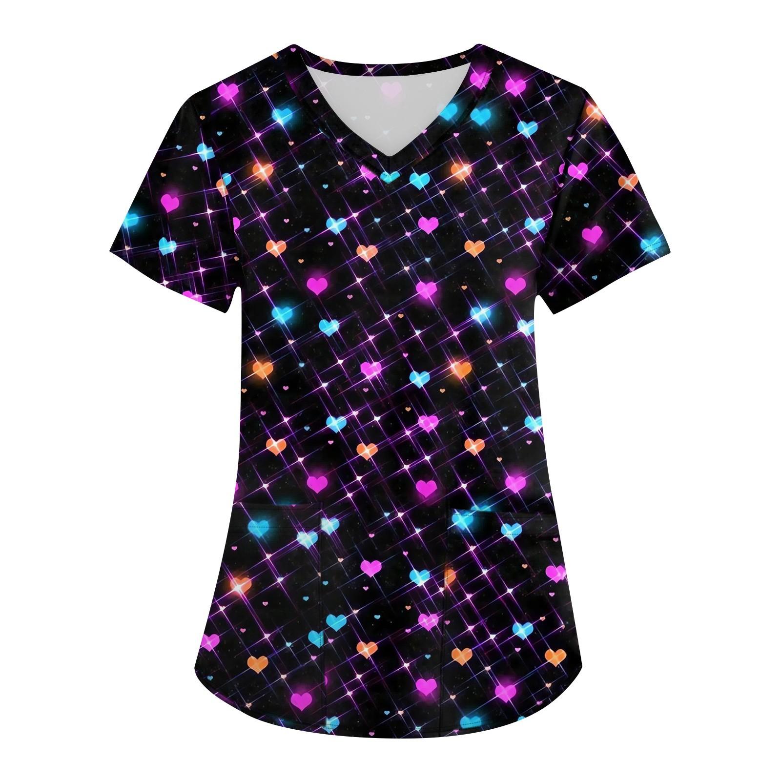 

Жіночий модний робочий одяг з V-подібним вирізом і короткими рукавами з кишенями на День Святого Валентина XL