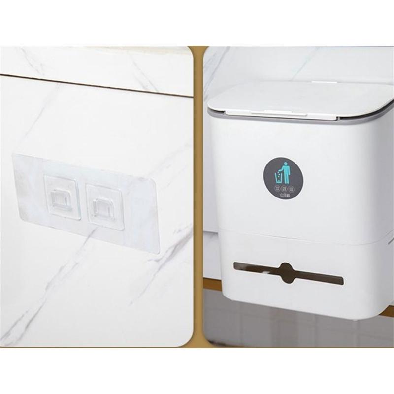 Wall Mounted Hanging Trash Bin with Sliding Lid Anti-odor Organization Box Accessory for Indoor Outdoor Traveling