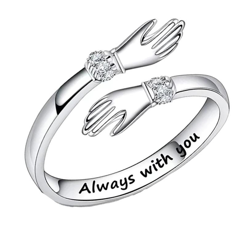 

CAOSHI Delicate Lady Hug Rings Adjustable Finger Jewelry with Bright Zirconia Fashion Design Accessories for Engagement Ceremony resizable