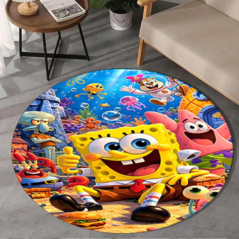 1PC bob And Friends Adventure Round Rug, Non-slip Chair Mat, Home Decor, Circle Carpet Perfect for Office, Bedroom, Living Room,Christmas gift