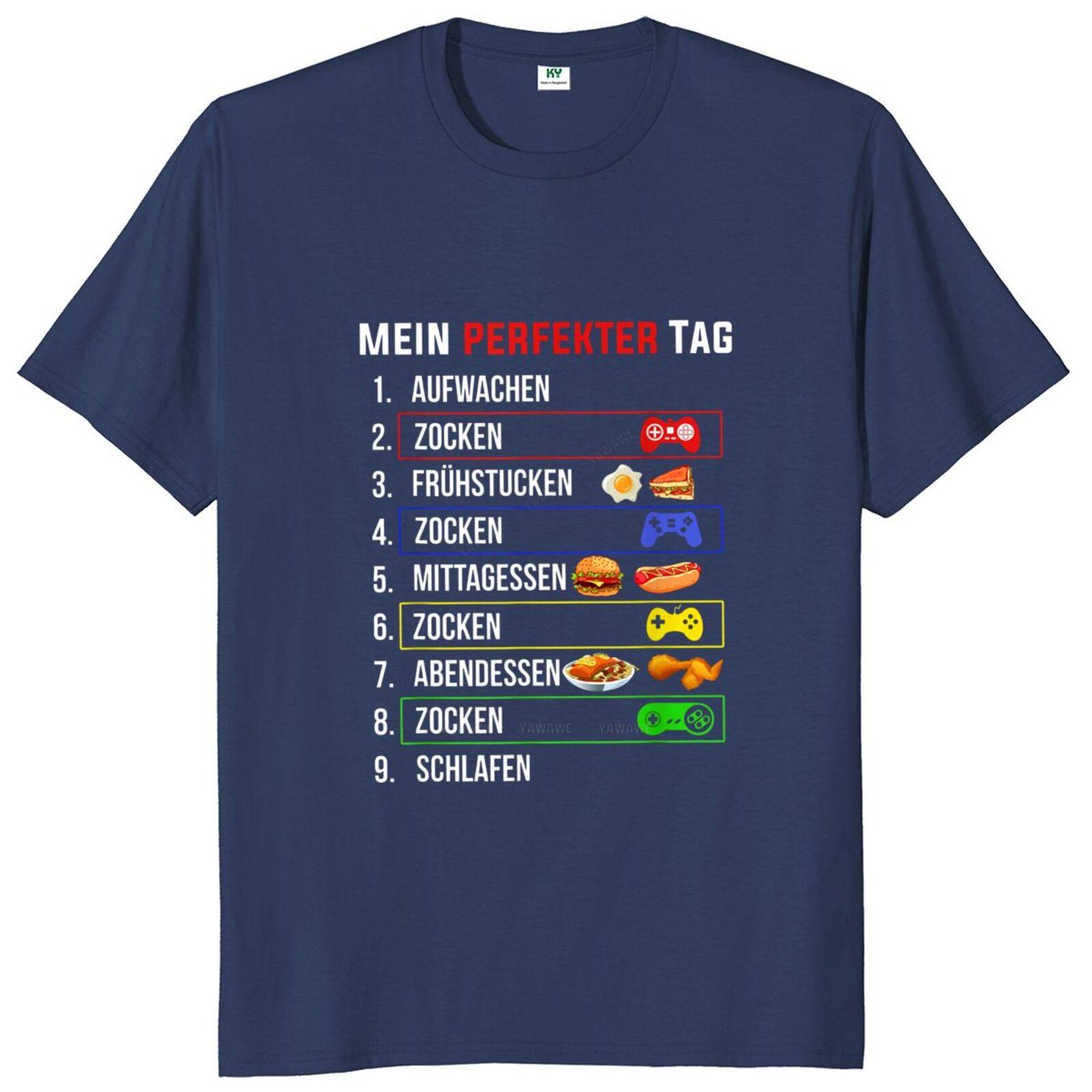 

Unisex tee shirt My Perfect Day Game T Shirt Funny GerUnisex Texts Humour Geek Gift Retro Tee Top Casual Cotton Unisex Tshirt EU Size S