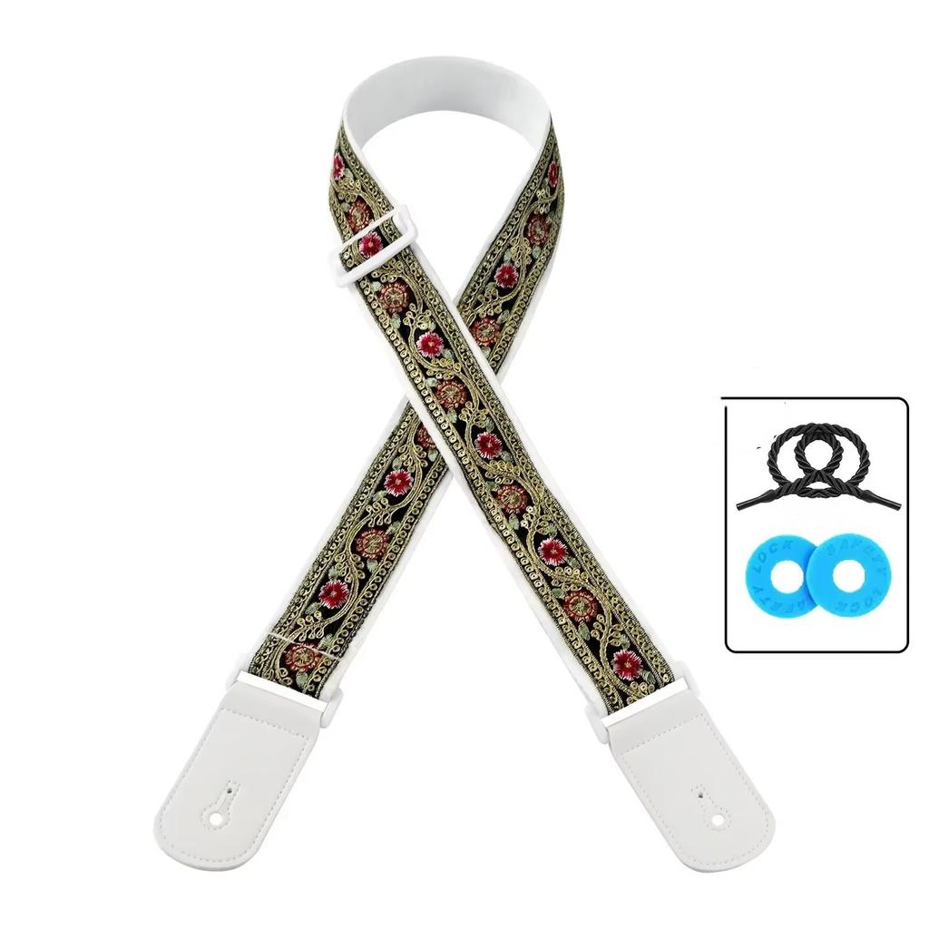 1pc Fashion High Quality Acoustic Guitar Strap Folk Wooden Electric Guitar Shoulder Strap Bass Universal Guitar Accessories