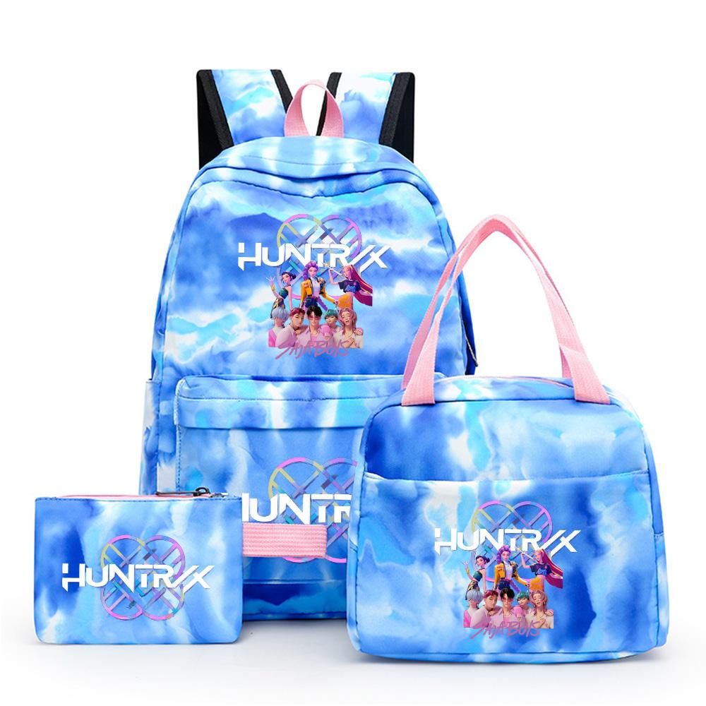 3Pcs/set Cartoon Anime Kpop Printed Backpack with Lunch Bag Pengcil Case Large Capacity Travel Bag for Teenager Girl Boy Bookbag Kid Gift Rucksak