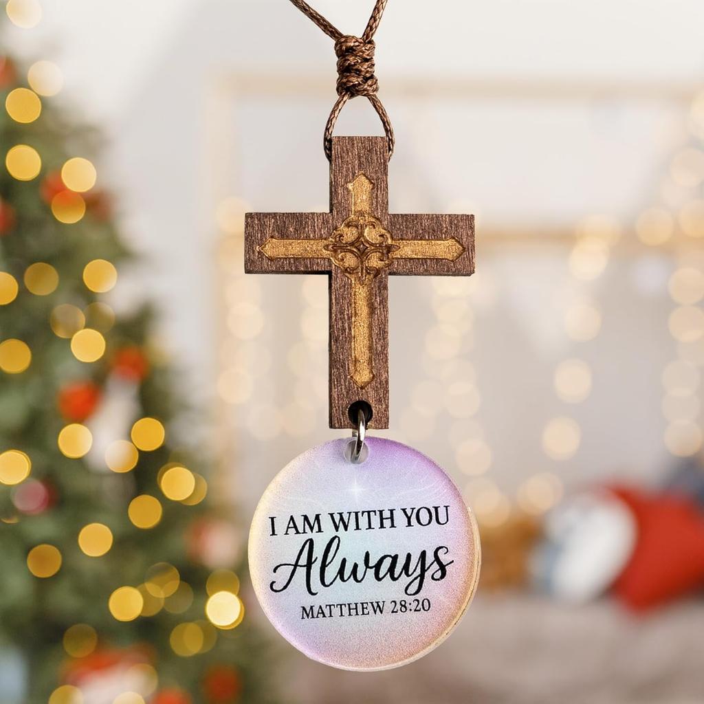 Cross for Car Mirror Hanging - Nativity set - daily bible verse - bible verse car rearview hanging cross ornament - christian gift - New Driver -