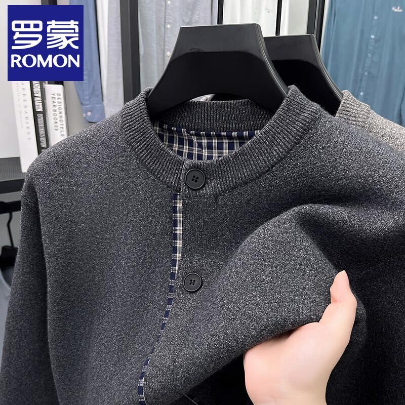 

Luomeng Men s Faux Two-Piece Knit Cardigan M