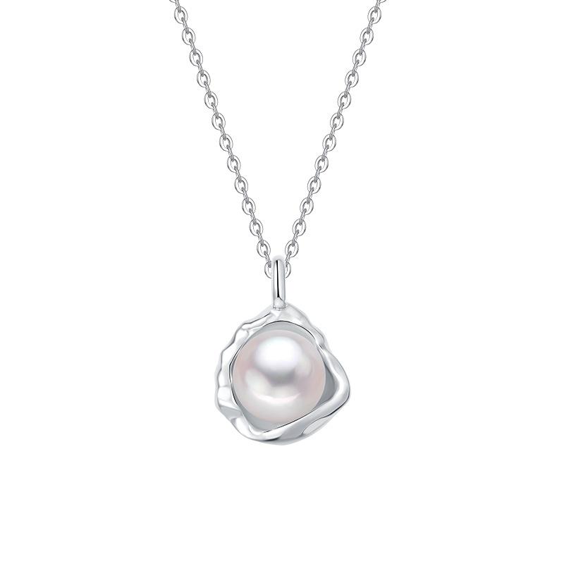Elegant S925 Sterling Silver Pearl Pendant Necklace with Freshwater Pearl and Clavicle Chain Design S925 Silver
