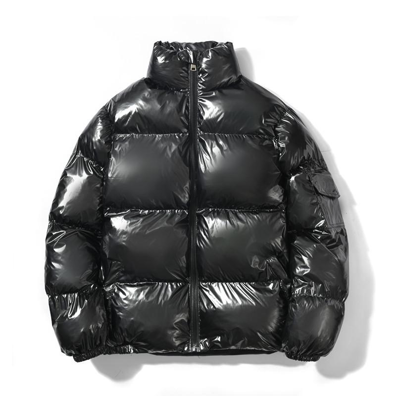 

2026 Winter Men s Plus Size Stand-up Collar Shiny Cotton Jacket - Short, Thickened Korean Style Bread Coat M чёрный