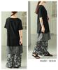 la color gathered design dress for flattering Free Black x [sawa á mode] Two-tone scheme, women. Short-sleeved, monochrome, asymmetrical, fit, casual,