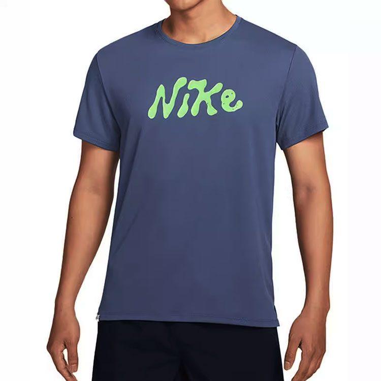Nike T Shirts Men's Dark Blue Crew Neck Moderate Straight Fit FB7947-491