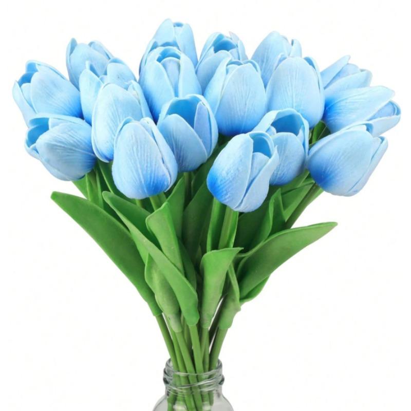 

10 Tulip Artificial Flowers for Home Decor, Living Room Bedroom Decoration, Fake Plants Spring Summer Decor, Mother s Day Gift 3pcs синий