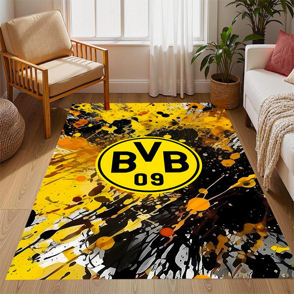 Χαλάκια Αντιολισθητικά με Θέμα Splatter Art - Λογότυπο Bvb 09 - Διακόσμηση Σπιτιού από Πολυεστέρα, Κατάλληλα για Υπνοδωμάτια, Σαλόνια, Εισόδους, Στούντιο και Διακοσμήσεις