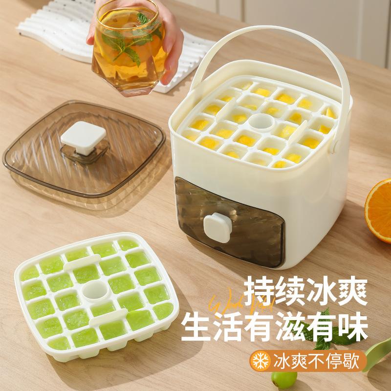 Pressad Iskubform Isbricka med Lock för Hemkylskåp Hemgjord Iskubförvaringslåda