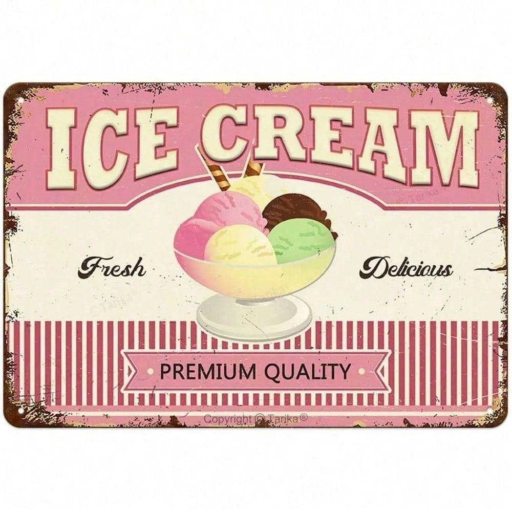 Metal Wall Art Retro Ice Cream Lemonade Sign Vintage Home Bar Cafe Decor