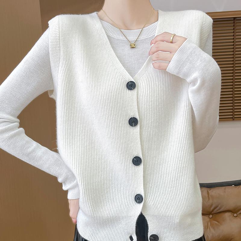 Dámský kašmírový kardigan Qinghe kašmír 30% kašmír 70% vlna podzimní a zimní kašmírový kardigan měkký a teplý