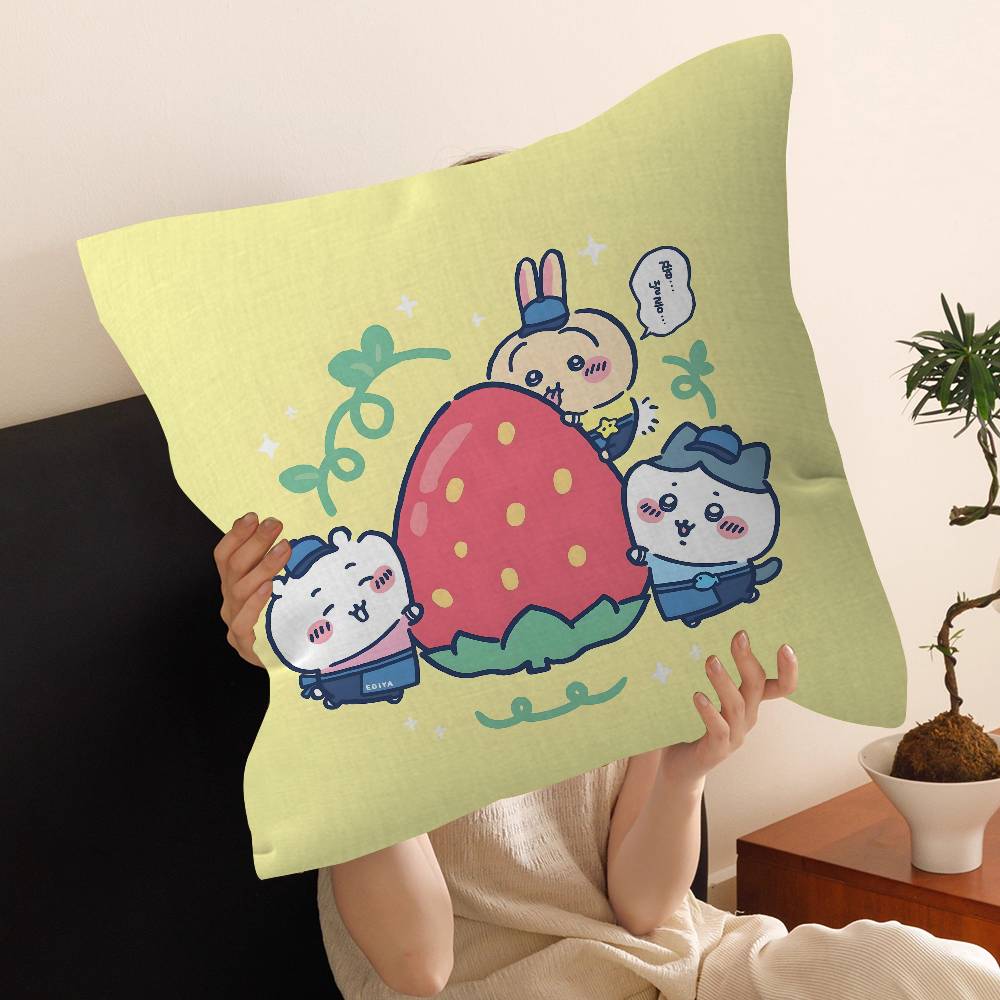 Cartoon Cute Amine Chiikawas Pillow Cushion Cover Pillowcase Living Room Sofa Home Decor