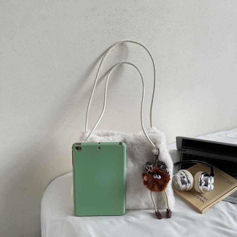 Borsa di peluche Borsa a spalla da pendolare da donna Borsa tote a tinta unita