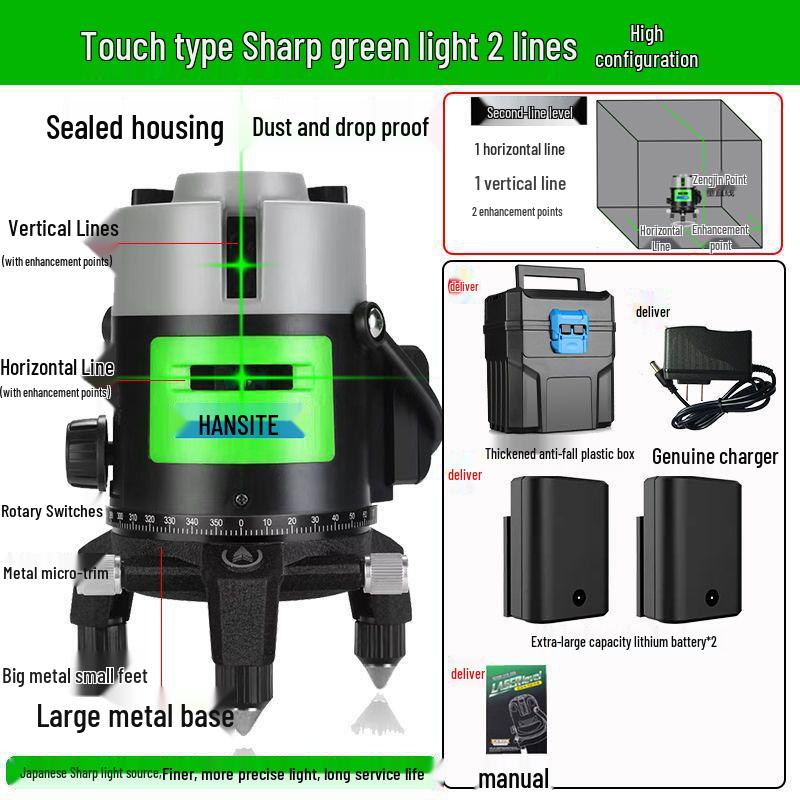 High-Precision Infrared Laser Level: 2 & 5-Line, Automatic, Indoor/Outdoor, Green & Blue Light