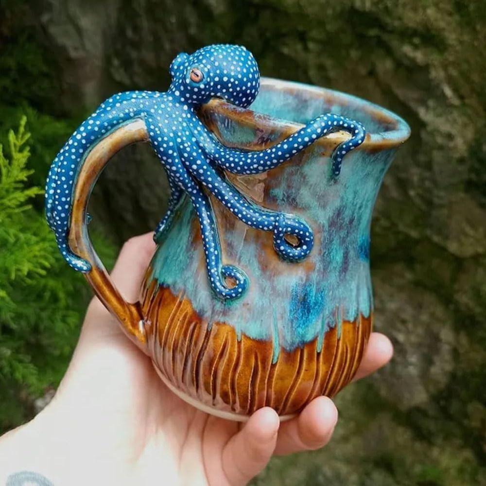 

14oz 3D Octopus Ceramic Coffee Mug Dive into Every Sip Tea Cup Ocean Creature Cup Home Office Gift Octopus Mug