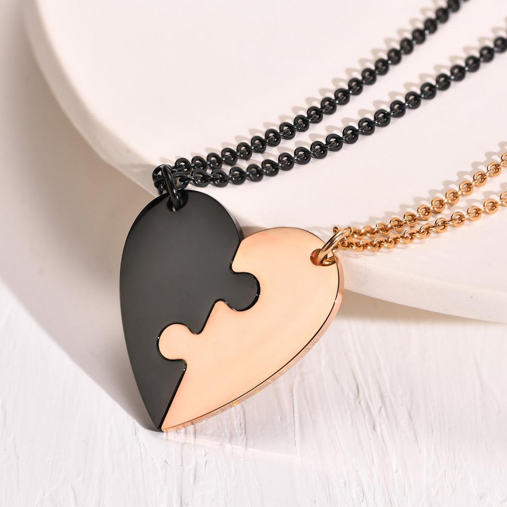 Custom Engrave BFF Friendship Necklaces for 2 Best Friends Gifts, Couple Heart Love Forever Pendant Female BFF Necklaces Set