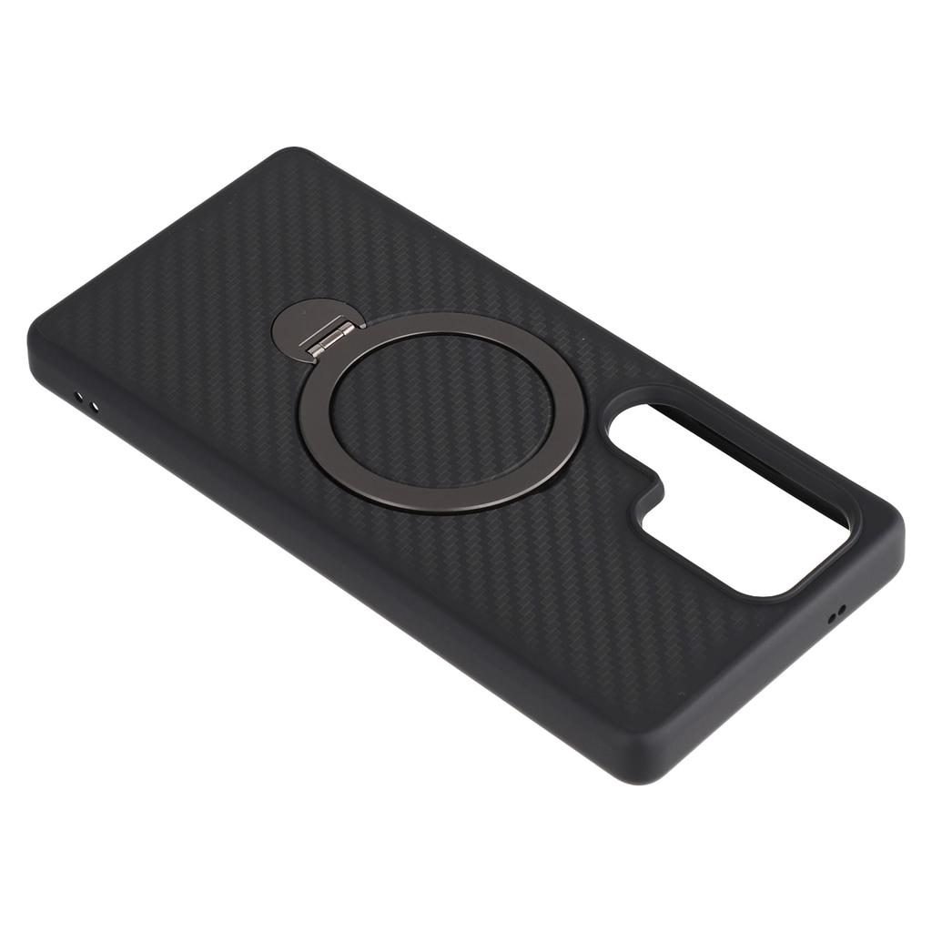 For Samsung Galaxy S25 Ultra Magnetic Case Kickstand TPU + PC Phone Cover Carbon Fiber Texture