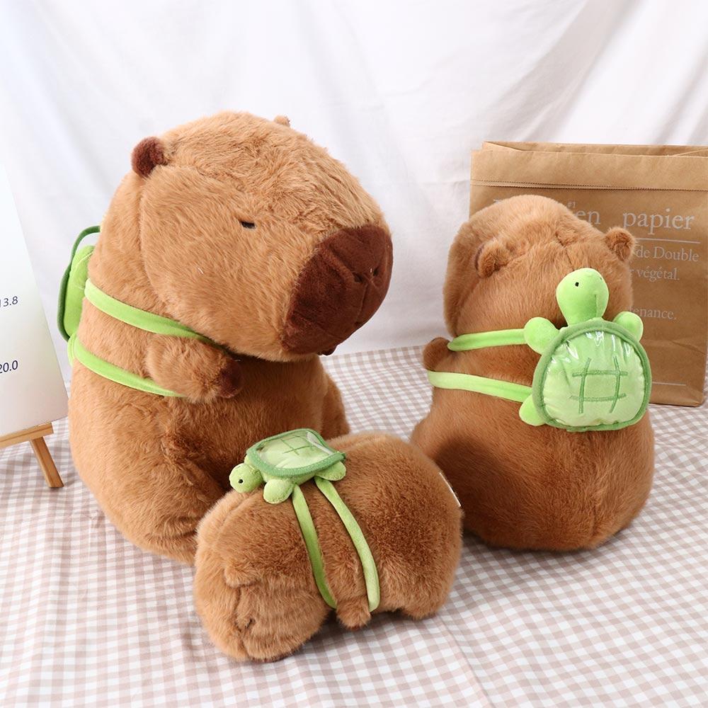 Simulation Simulation Capybara Plush Toy With Turtle Animal With Turtle Backpack  Home Decor