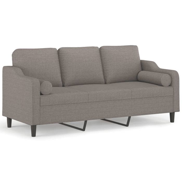 VidaXL Canapé 3 places avec oreillers décoratifs taupe 180 cm tissu, canapé, canapé de salon, canapé 3 places en tissu, 3200860