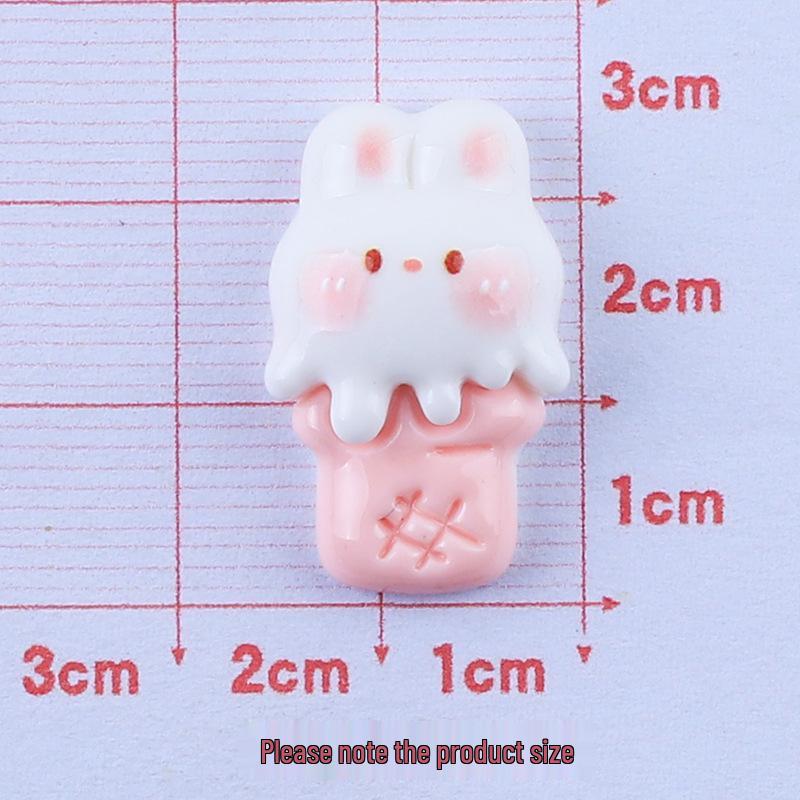 Glossy Ice Cream Rabbit Cute DIY Resin Accessories: Phone Case, Hair Clip, Hair Tie