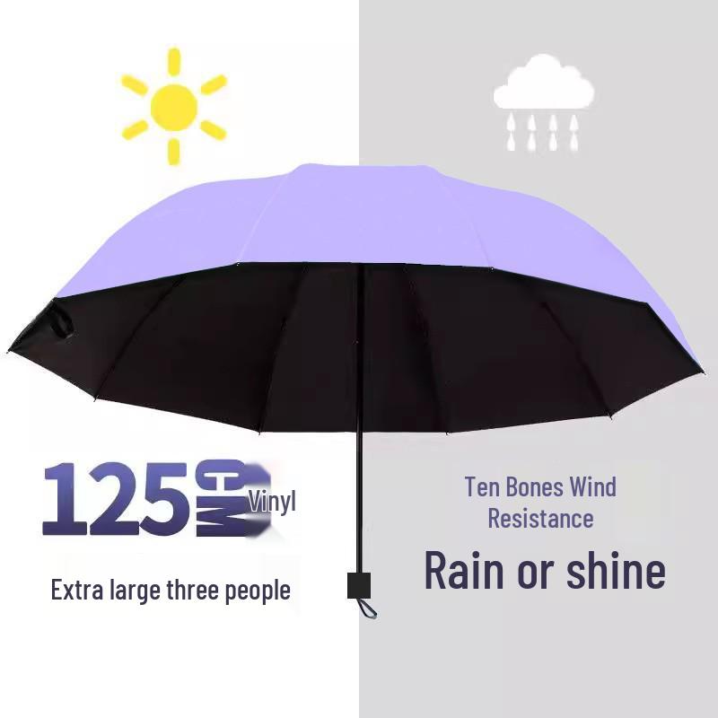Extra-Large Three-Fold Umbrella for Men & Women - 12-Bone, Dual-Use for Sun & Rain, Fits Up To Three People