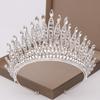 Trendy Silver Color Rhinestone Crystal Queen Big Crown Bridal Wedding Tiara Women Beauty Pageant Bridal Hair Accessories Jewelry
