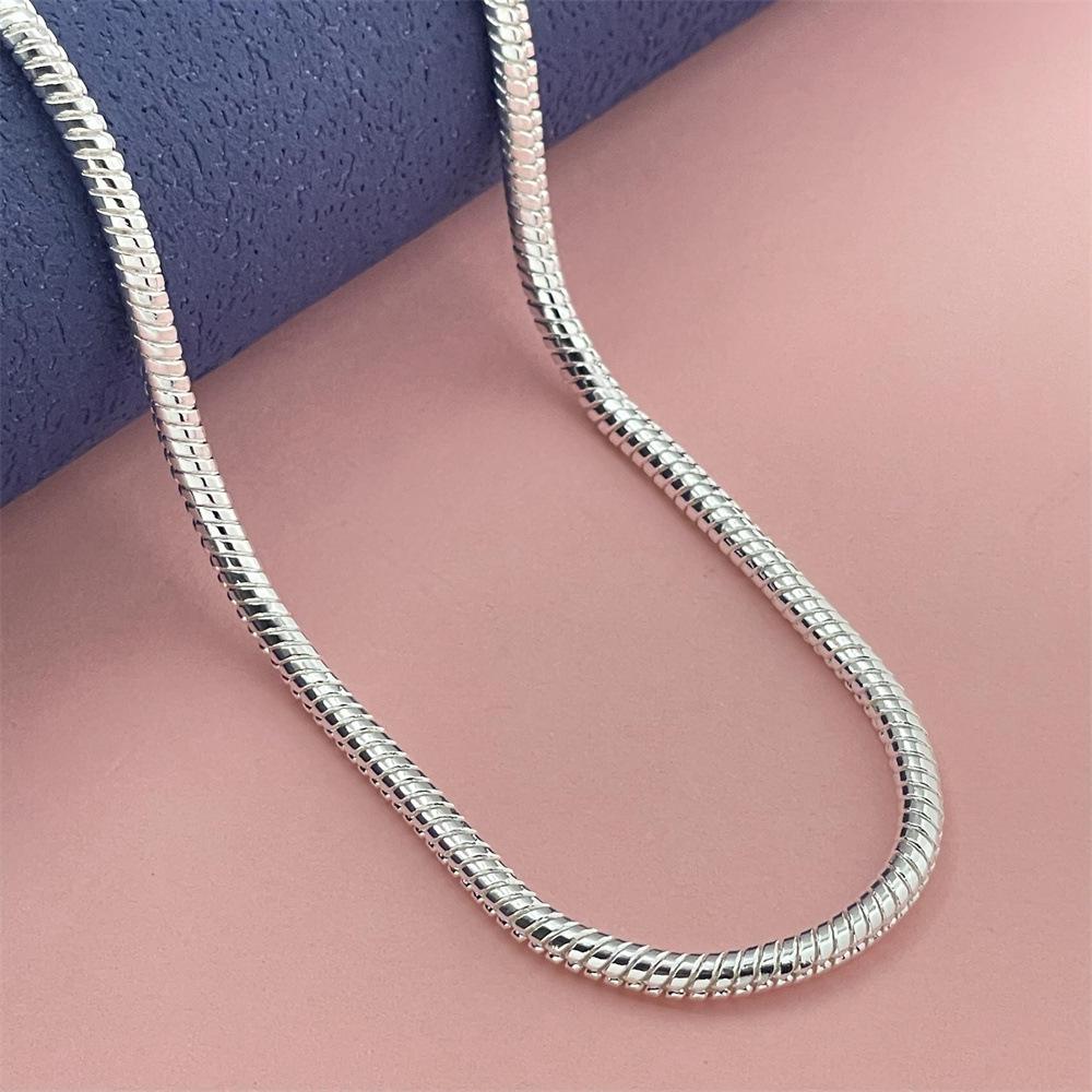 Popular 925 Silver Snake Bone Necklace 3MM, 40-75CM – Trendy In Europe & America