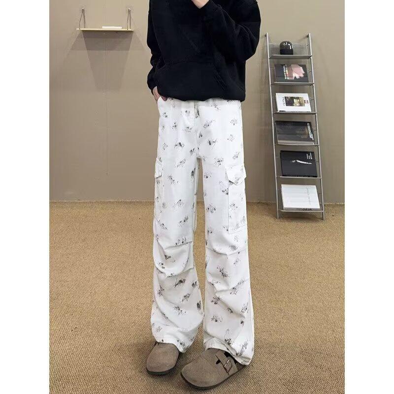 

JYL Men s Flare Jeans White Summer Thin Paint Splash American High-Street Cargo Denim M сплав оранжевый