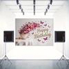 2D Pink Floral Butterfly Birthday Backdrop Elegant Teacup Flower Background for Girls