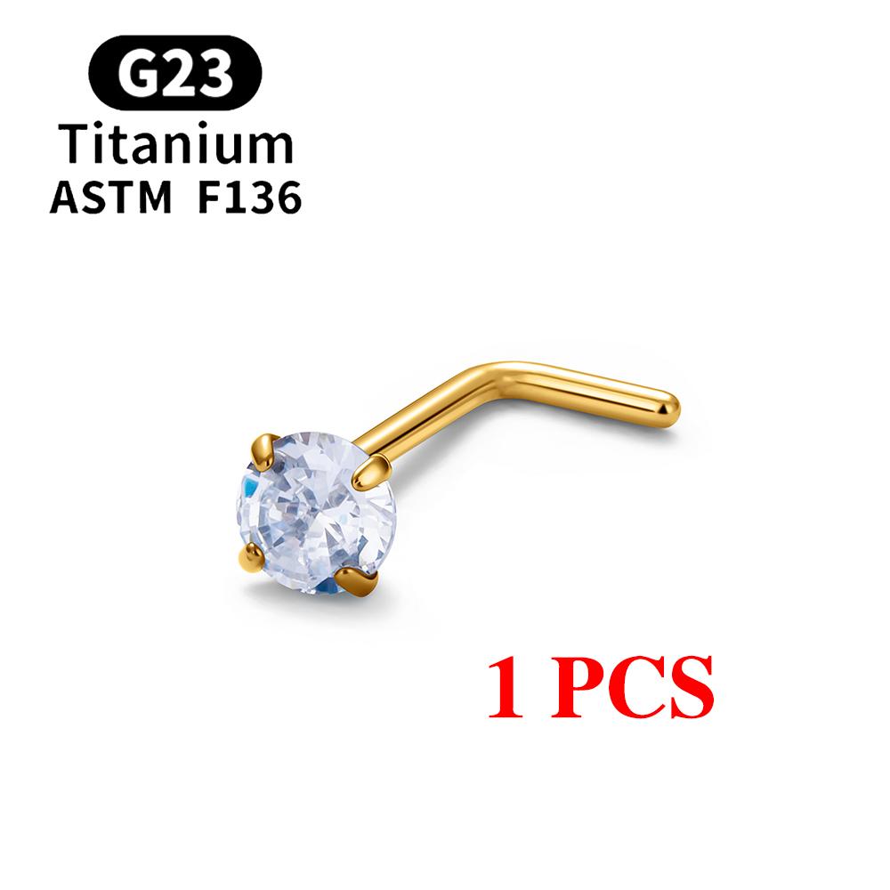1/10PCS ASTM F136 G23 Titanium Piercing Nose Stud 20G L-Shape Nariz Studs With Zircon 2-3mm Nose Rings Nostril Piercing Jewelry