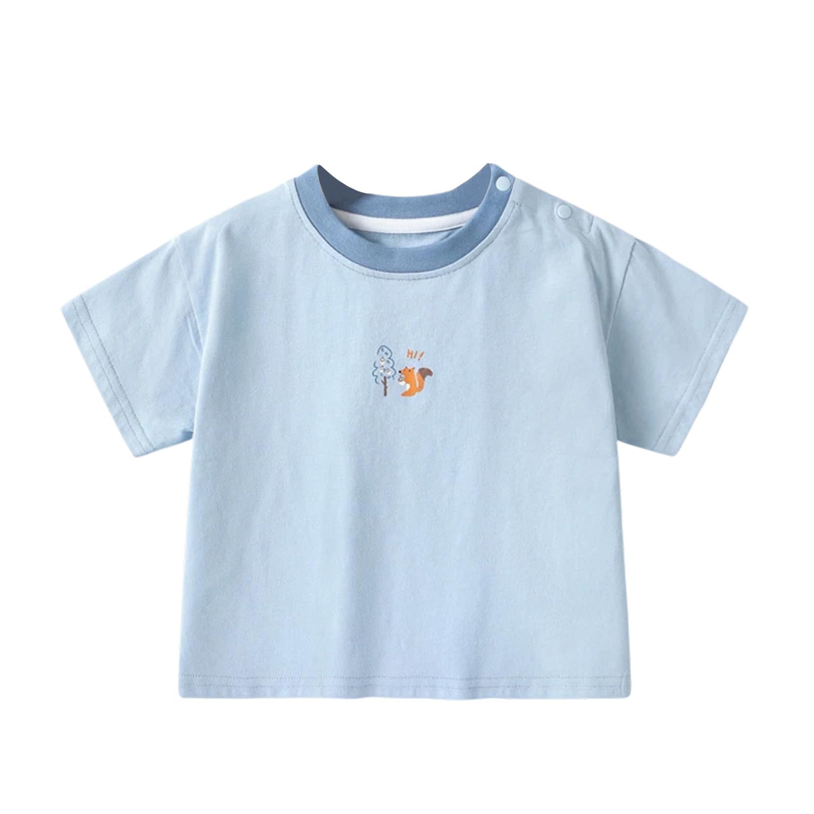 

Детская футболка LSMUDKINGDOM, с коротким рукавом, с круглым вырезом, с принтом, удобная, милая, одежда для малышей, для повседневной носки, для игр, синяя, летняя, размер 80