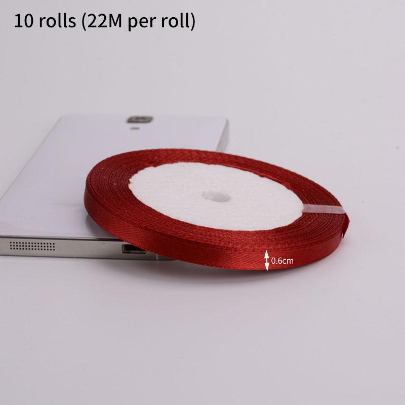 10rolls Single Face Satin Ribbon Bright Red 24 Yards Wholesale DIY Supplies Gift Wrapping Christmas Apparel Sewing Fabric Ribbon