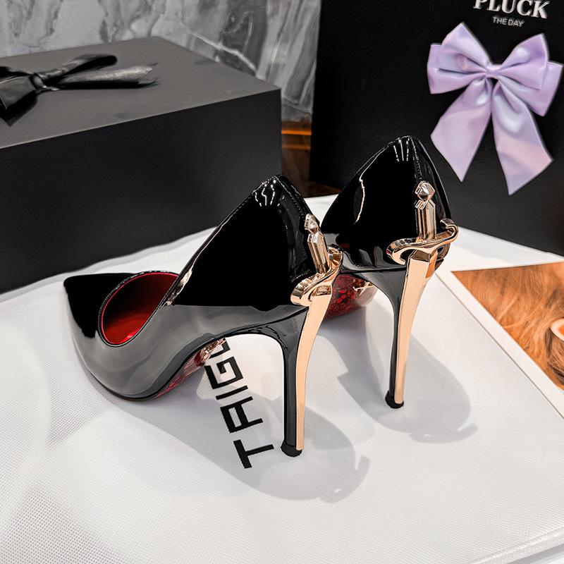 Genuine Red Bottom Leather Stiletto Heels - Comfortable, Printed Design