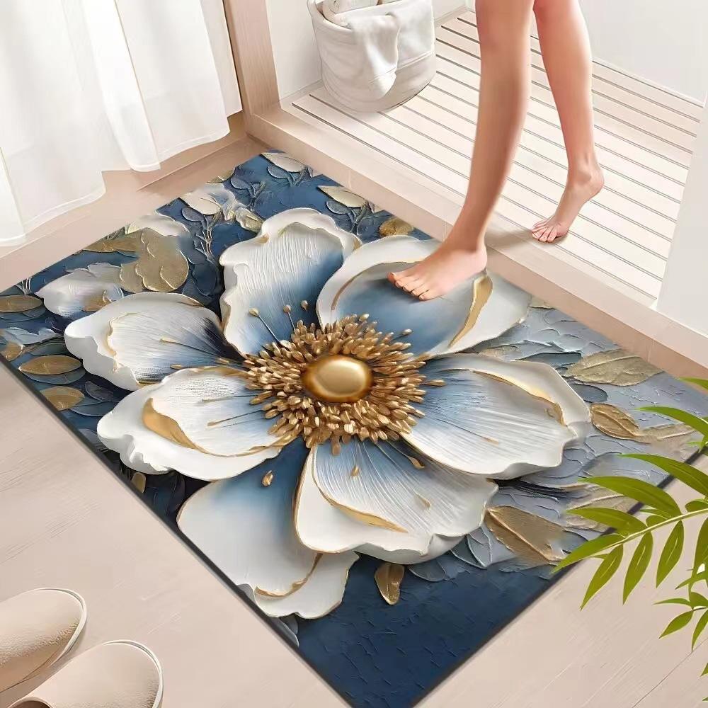 

3D Bathroom Floor Mat Bathroom Diatom Mud Absorbent Mat Toilet Door Carpet Entry Door Non-slip Soft Mat Door Mat W977WW-40*60cm