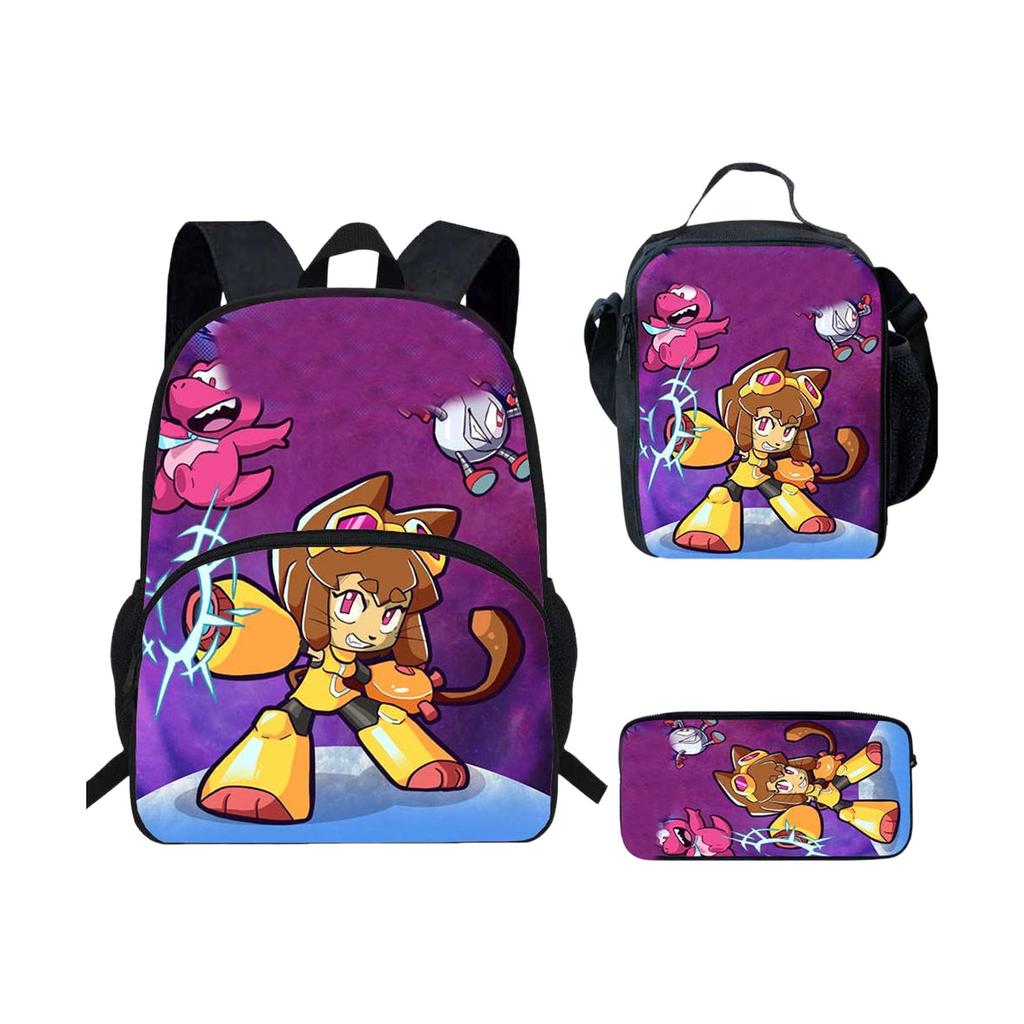 Student Backpack Lunch Bag Pencil Case Set Three Piece Lightweight Durable School Bag with Adjustable Straps and Multiple Compartments for Kids