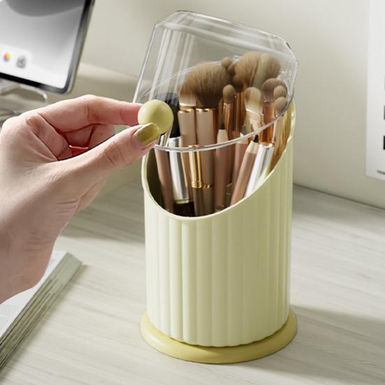 Makyaj Fırçası Tutucu 3 Bölmeli Kozmetik Düzenleyici Şeffaf Toz Geçirmez Kapaklı Makyaj Fırçaları Fincanı Kalemlik Makyaj Masası Kaş Kalemleri Eyelinerlar için