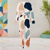 Women Plus Size Round Neck Long Sleeve Printed Cuffed Top And Pants Set With Pockets