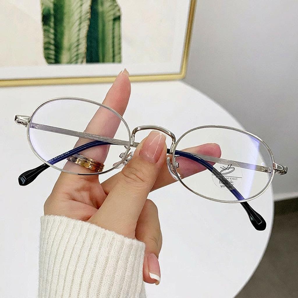 Retro Oval Metal Glasses Frame Women Men Anti Blue Light Blocking Eyeglasses Optical Spectacles Frame Computer Glasses