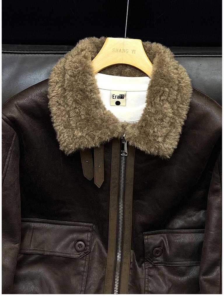 Men's Retro Suede Shearling Jacket - Trendy Warm Lapel Biker Style