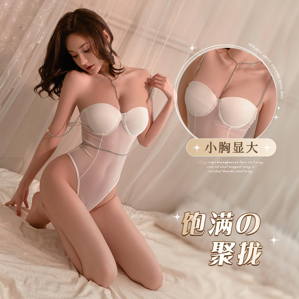 Fishbone waist chain suspender onesie sexy mesh splicing waist tight