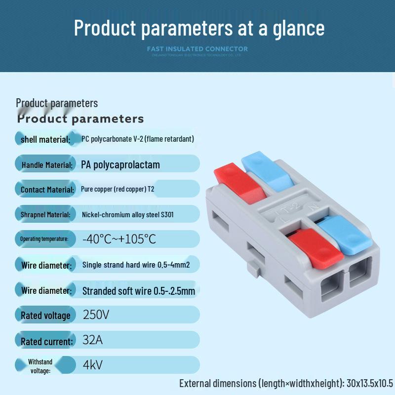 Unitek PCT-222 Multi-in/Out Quick Wiring Terminal for Soft and Hard Wire