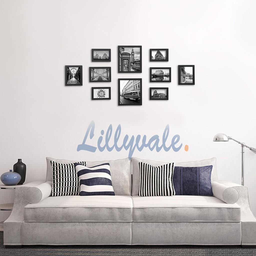 SONGMICS Picture Frames Set of 10 Photo Frames - Two 8" x 10" (20 x 25 cm), Four 5" x 7" (13 x 18 cm), Four 4" x 6" (10 x 15 cm), Black